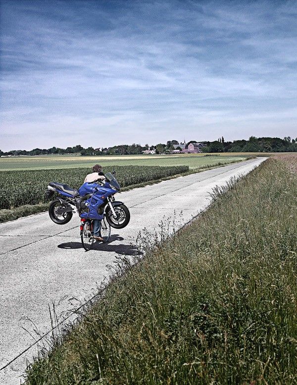 Biker Forgot His Helmet